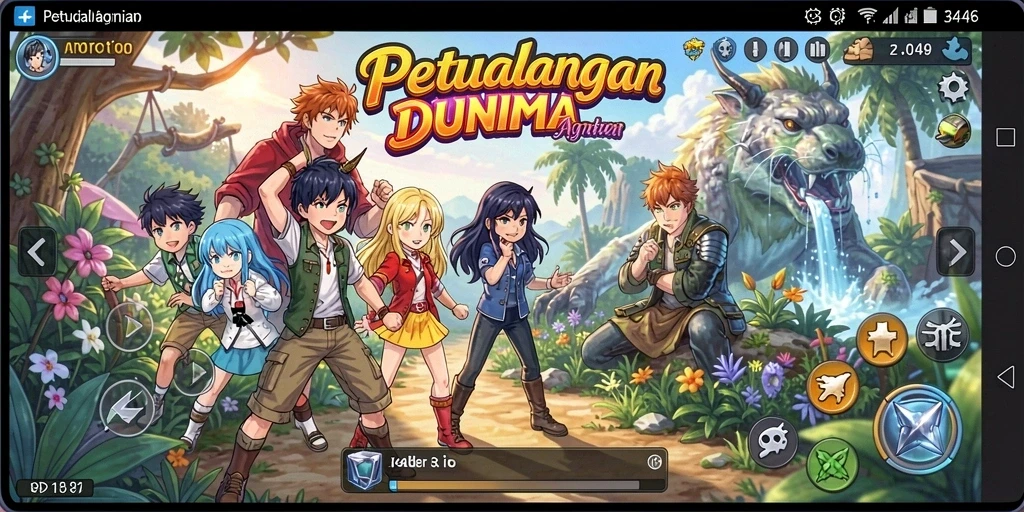 Screenshot menampilkan aksi seru dalam game Anime 3446.