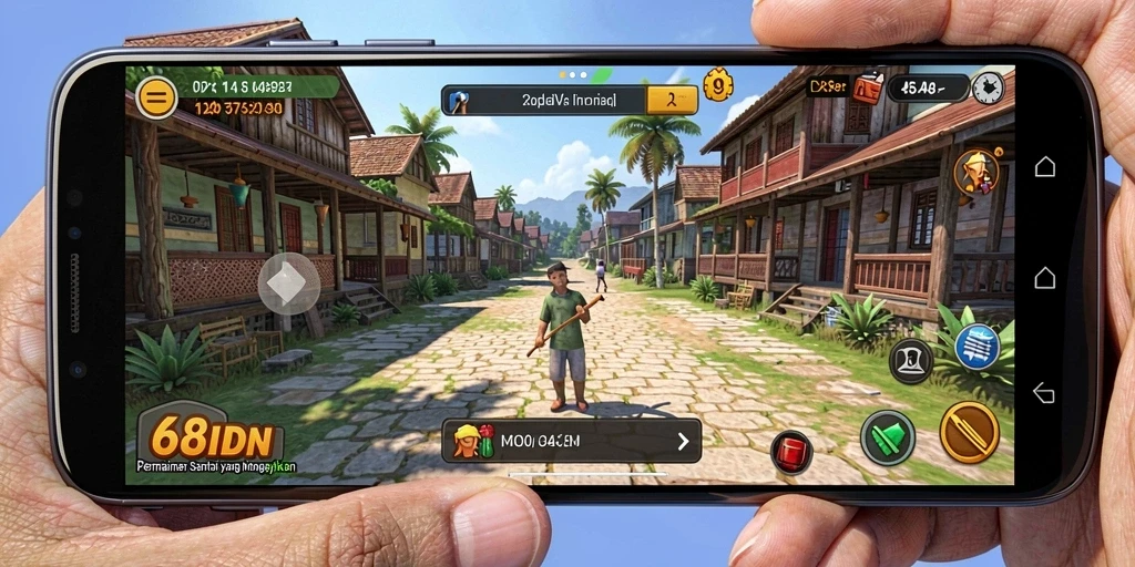 Screenshot gameplay 68IDN menunjukkan suasana permainan yang penuh warna dan interaktif.