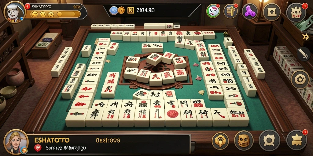 Tampilan menarik gameplay Mahjong di ESHATOTO.