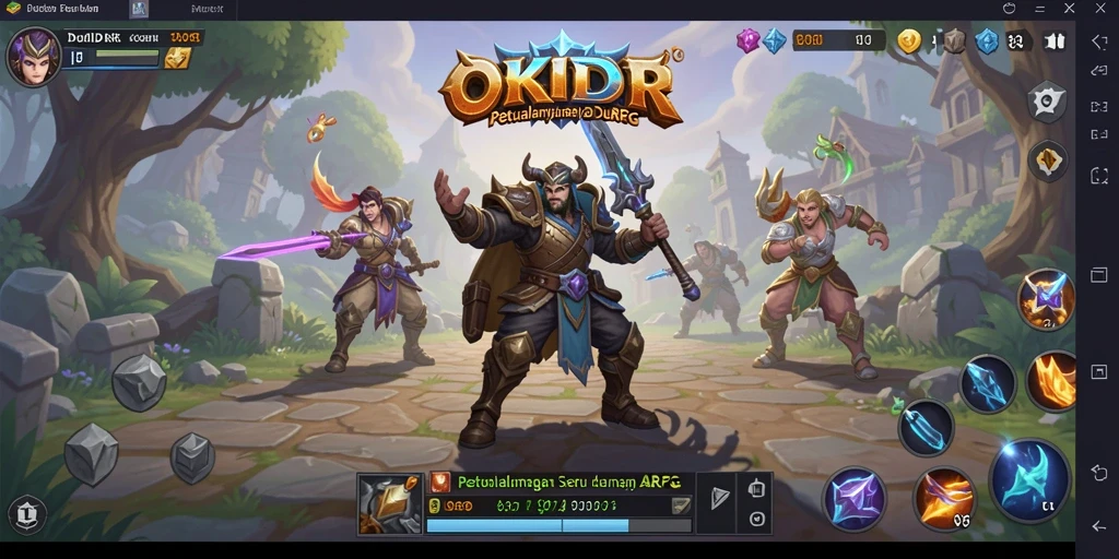 Tangkapan layar gameplay OKIDR dengan aksi seru di dunia fantasi.