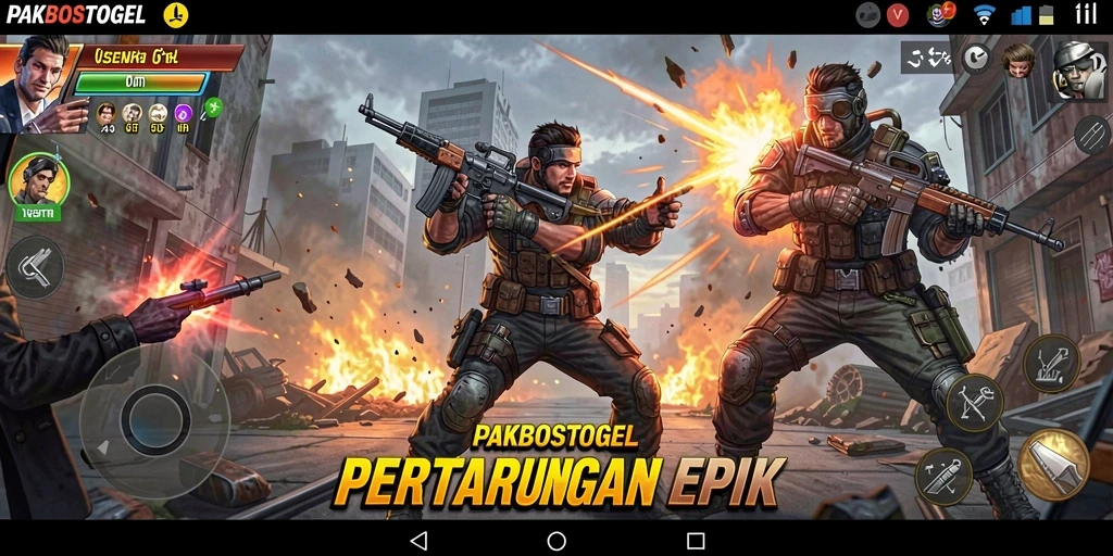 Tampilan seru dalam aksi PAKBOSTOGEL saat bertarung melawan musuh.