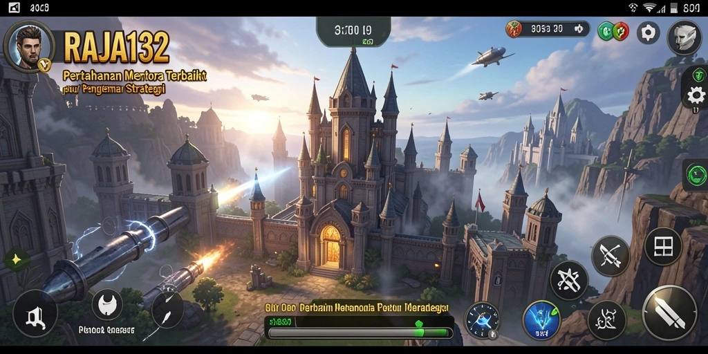 Screenshot menunjukkan aksi seru dalam permainan Tower Defense RAJA132.