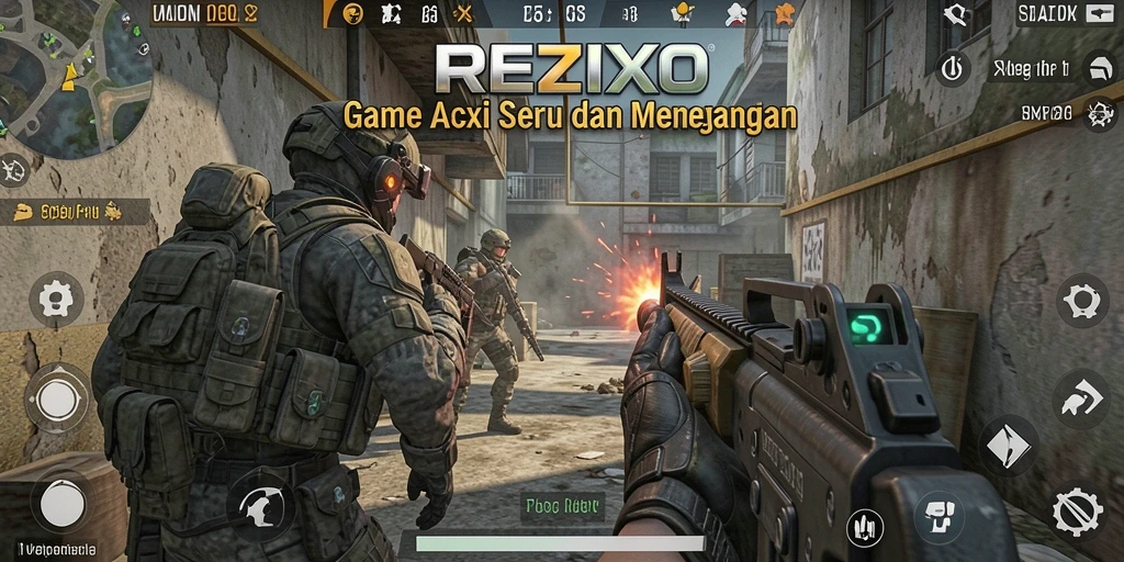 Screenshot gameplay <strong>REZIXO</strong> menunjukkan aksi tembak-menembak yang mendebarkan.