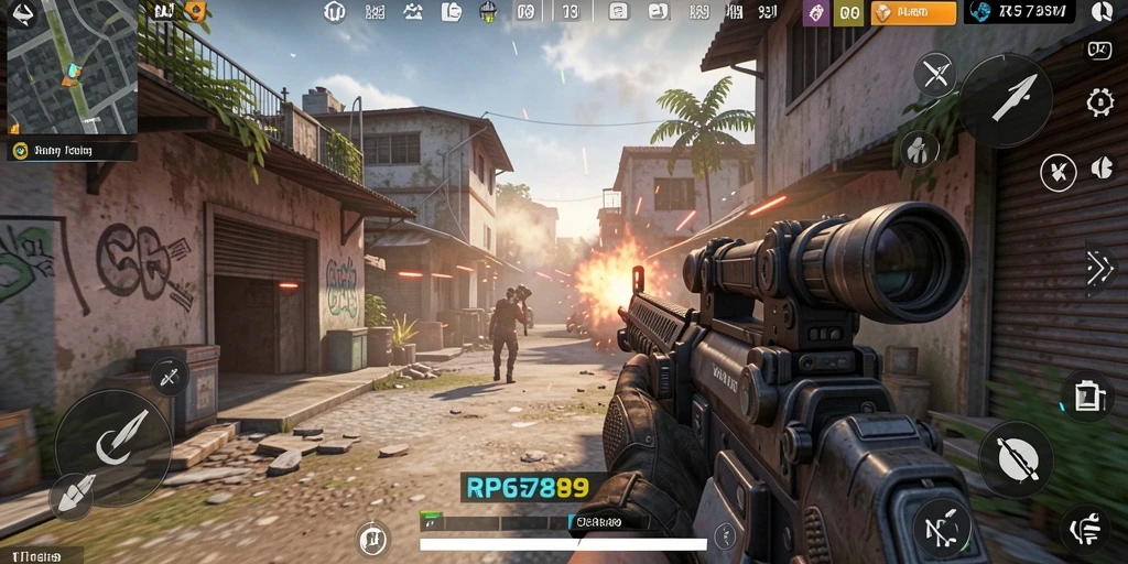 Screenshot gameplay RP6789 menampilkan aksi seru dalam pertempuran TPS.