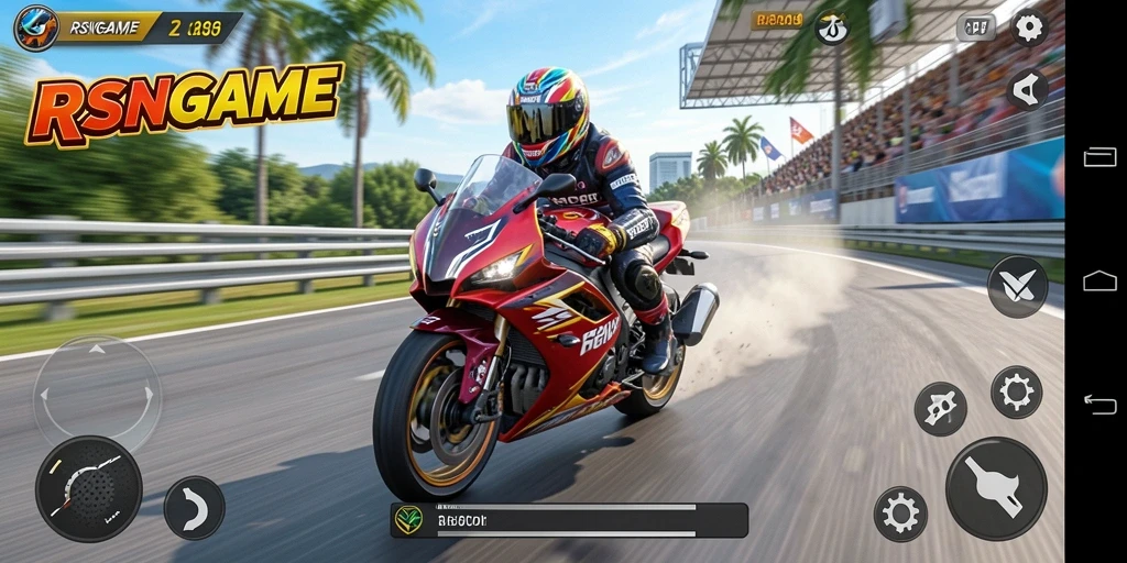Tampilan gameplay seru di RSNGAME yang penuh aksi balap motor.